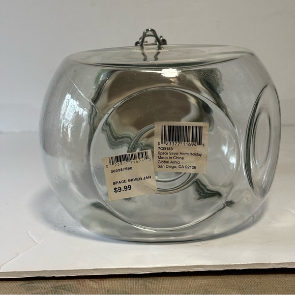 Christmas AMICL Slant Glass Jar Cookie Canister Ceramic Flip Lid Holiday NEW - Picture 8 of 15